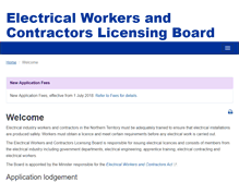 Tablet Screenshot of electricallicensing.nt.gov.au